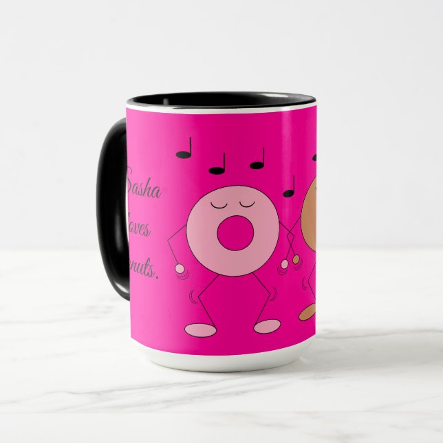 Dancing Donuts Dark Fuchsia Tasse (Vorderseite Links)