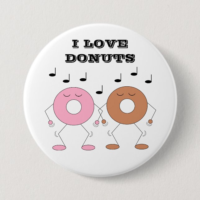 Dancing Donuts White Button (Vorderseite)