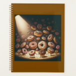 Dancing Doughnuts Surreal Bakery Planer<br><div class="desc">organize your days with a touch of sugary magic in this whimsical spiral planner featuring a surreal scene of dancing doughnuts under a theatrical spotlight. perfect for students, bakers, or office professionals, this unique stationary item combines practical scheduling with a fun and artistic food illustration. the vibrant colors of the...</div>