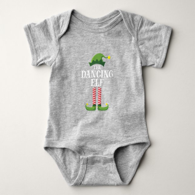 Dancing Elf Matching Family Group Weihnachts-Party Baby Strampler (Vorderseite)