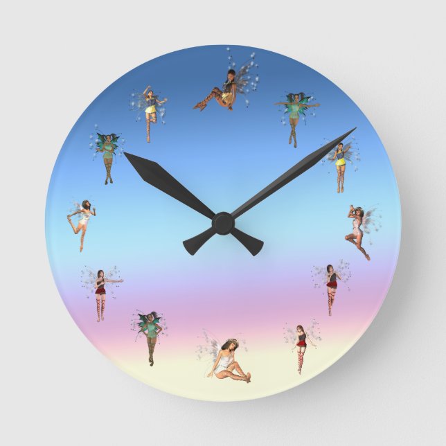 Dancing Fairies Runde Wanduhr (Vorderseite)