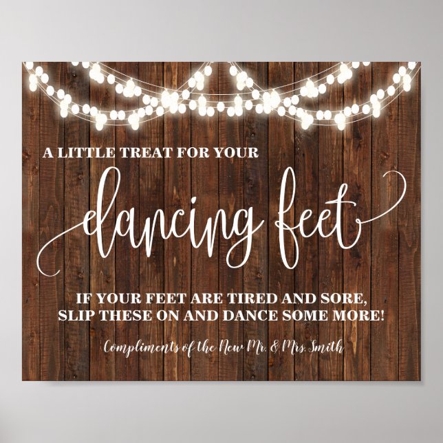 Dancing Feet Sign Flip Flops Western Hochzeit Poster (Vorne)