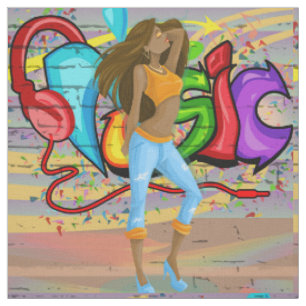 Dancing Femme 1 Musique Graffiti Tissu mural