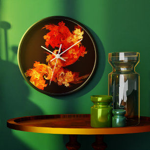Dancing Firebirds Abstract Art Round Große Wanduhr