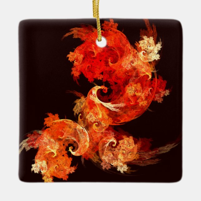 Dancing Firebirds Abstract Art Square Ornament (Vorderseite)