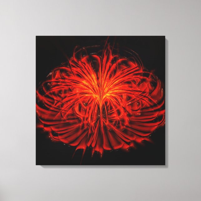Dancing Fireworks-Red Wall Art Stretched Leinwand (Vorderseite)