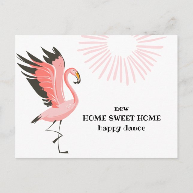 Dancing Flamingo Neue Adressenverschiebung Ankündigungspostkarte (Vorderseite)