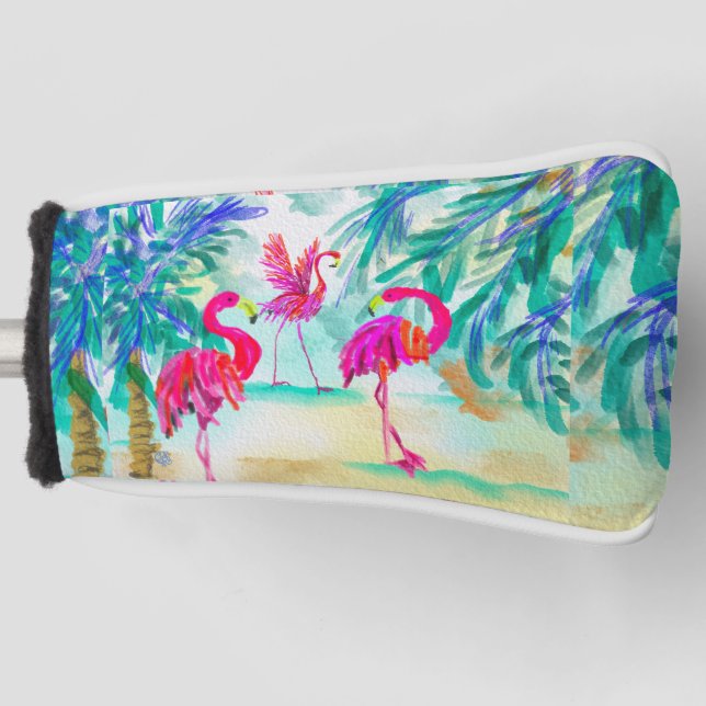 Dancing Flamingos trio Golf Headcover (Vorderseite)
