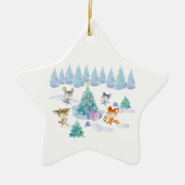 Dancing Forest Animes Weihnachten Wasserfarbe Keramik Ornament