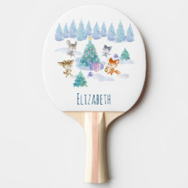 Dancing Forest Animes Weihnachten Wasserfarbe Tischtennis Schläger