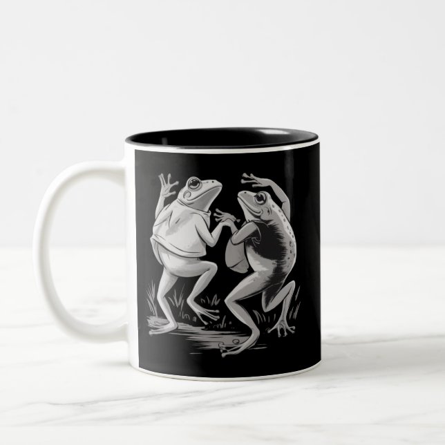 Dancing Frogs Toad Goblincore Dark Academia Retro Zweifarbige Tasse (Links)