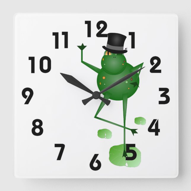 Dancing Frosch Clock Quadratische Wanduhr (Vorderseite)