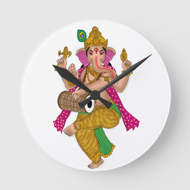 Dancing Ganesha Clock Runde Wanduhr (Vorderseite)