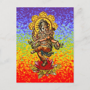 DANCING GANESHA Kirschfarben Postkarte