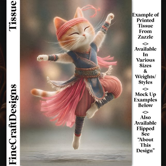 Dancing Ginger Tabby Cat Ballerina DK2R Decoupage Seidenpapier (Von Creator hochgeladen)