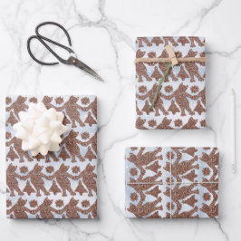 Dancing Gingerbread Cats Gift Wrap (auf weiß) Geschenkpapier Set