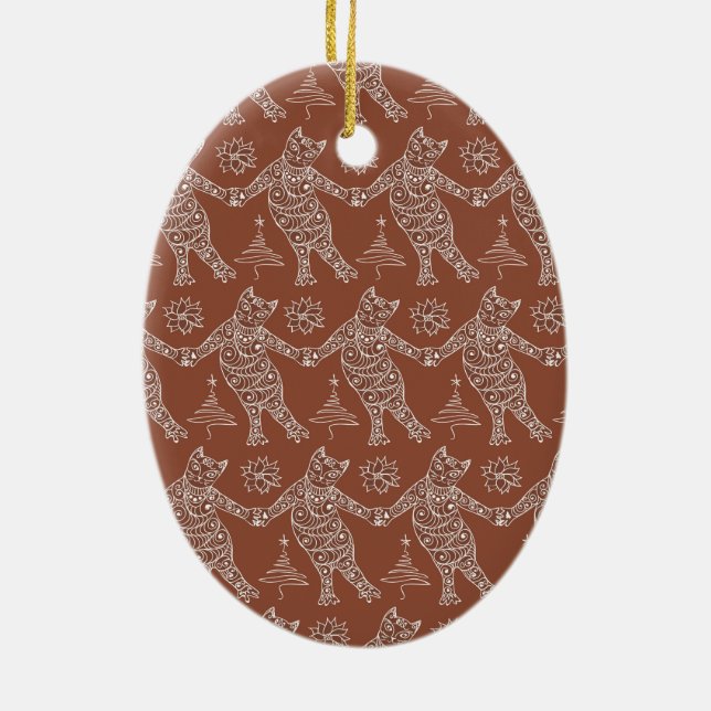 Dancing Gingerbread Katzen Weihnachtsbaum Ornament (Hinten)