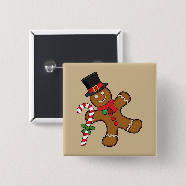 Dancing Gingerbread Man Button (Vorne & Hinten)