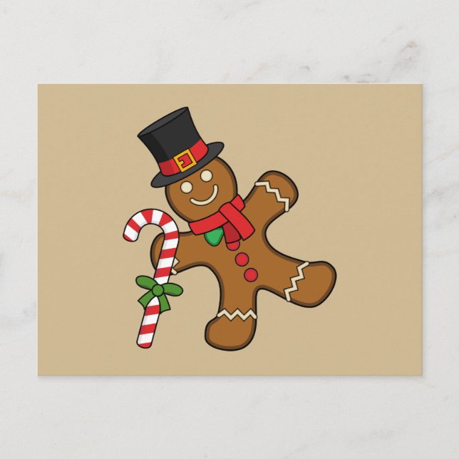 Dancing Gingerbread Man Feiertagspostkarte (Vorderseite)