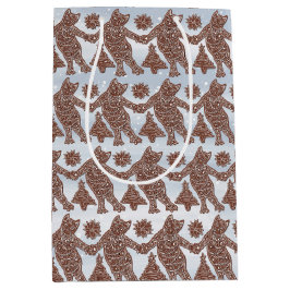 Dancing Gingerbrot Katzen auf einem Geschenkbeutel Mittlere Geschenktüte