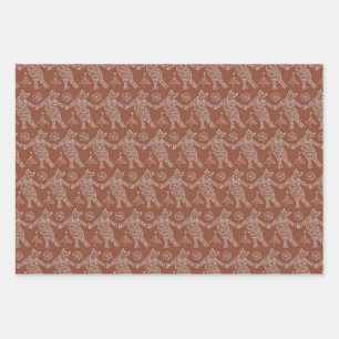 Dancing Gingerbrot Katzen Wrapping Paper Geschenkpapier Set