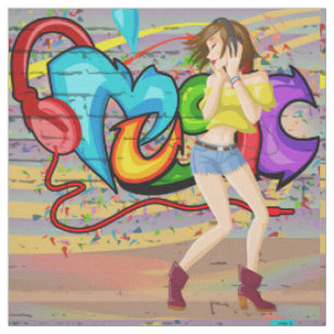 Dancing Girl 2 Musik Graffiti Wand Fabric Stoff