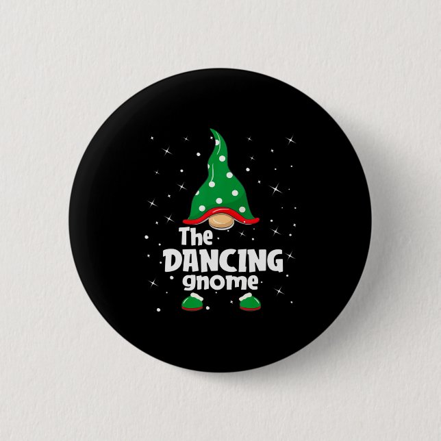 Dancing Gnome Family Matching Christmas Funny Paja Button (Vorderseite)