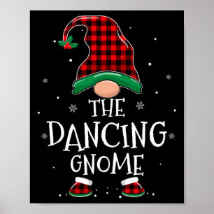Dancing Gnome Xmas Familie Matching Karierte Weihn Poster