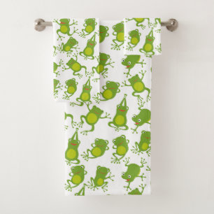 Dancing Green Frogs Badhandtuch Set