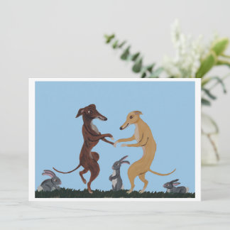 Dancing Greyhounds & Bunny Friends Invitation Einladung