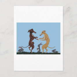 Dancing Greyhounds & Bunny Friends Invitation Postkarte