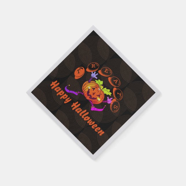 Dancing Happy Pumpkin Halloween Leckereien Serviette (Ecke)
