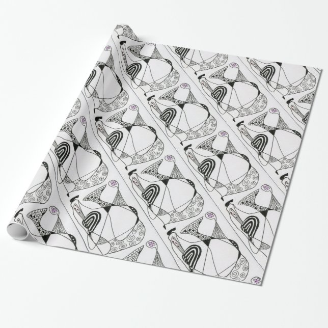 "Dancing Hen" Abstraktes Design-Umschlagpapier Geschenkpapier (Ungerollt)