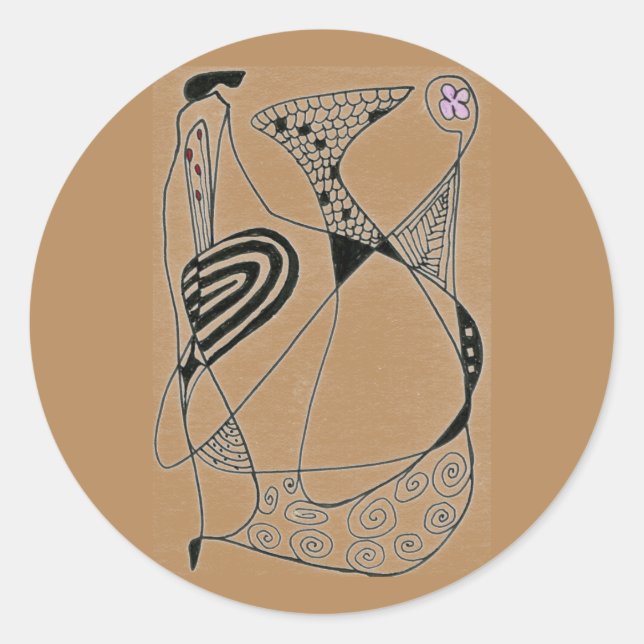 "Dancing Hen on Buff" Sticker für abstraktes Desig (Vorderseite)