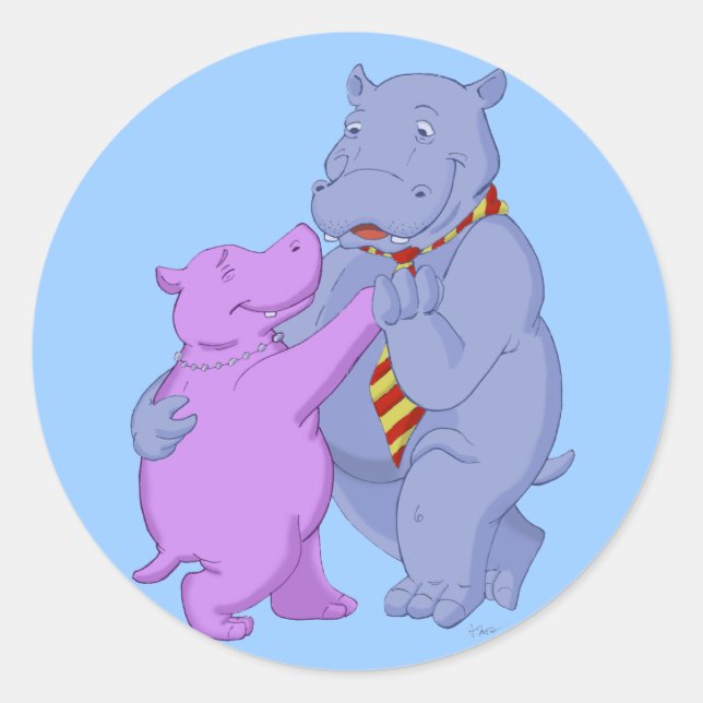 Dancing Hippo Tango Sticker (Vorderseite)