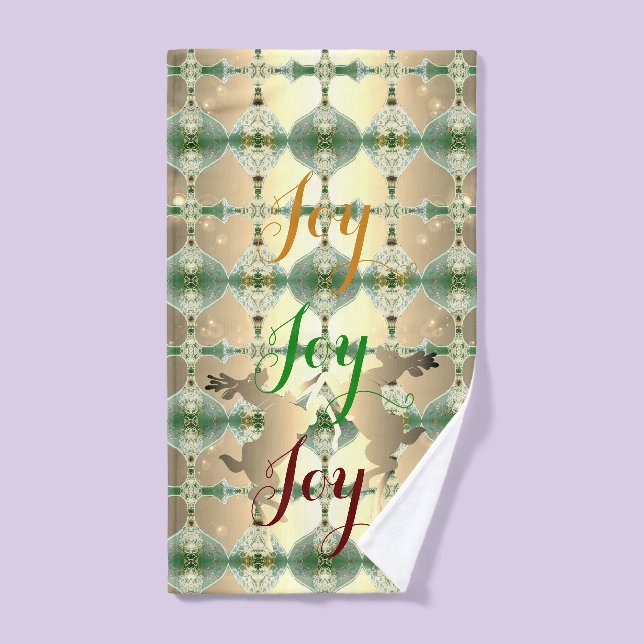 Dancing Holiday Reindeer w "Joy Joy Joy Joy" (Serviette à main)