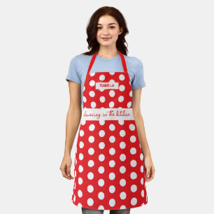 "Dancing in Kitchen" - Red Polka Dot Schürze