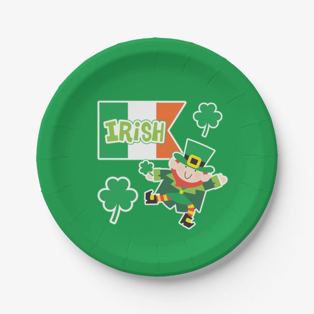 Dancing Irish Leprechaun Pappteller (Vorderseite)
