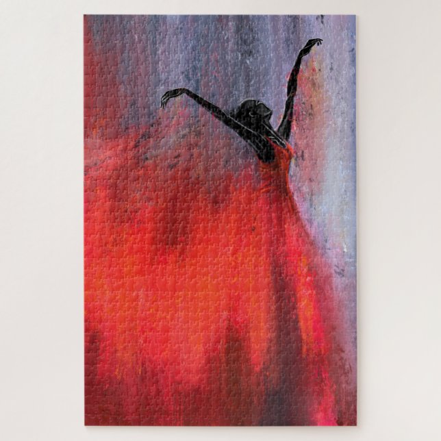 Dancing Lady in Red - Abstraktes Original Malerei (Vertikal)