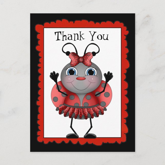 Dancing Ladybug danke Postcard Postkarte (Vorderseite)