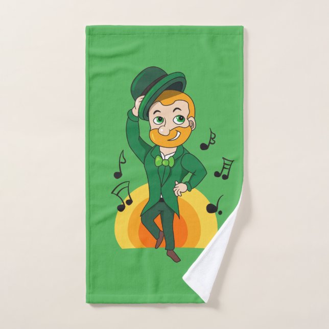 Dancing leprechaun, dessin animé de la Saint Patri (Serviette à main)