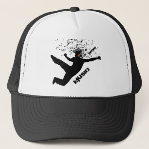 Dancing Man, Black Silhouette Music Concept Design Truckerkappe