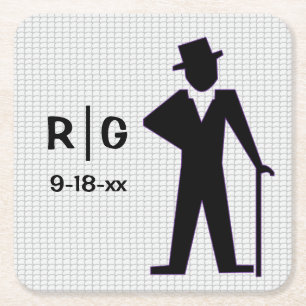 Dancing Man Silhouette Top Hat & Cane Custom Rechteckiger Pappuntersetzer