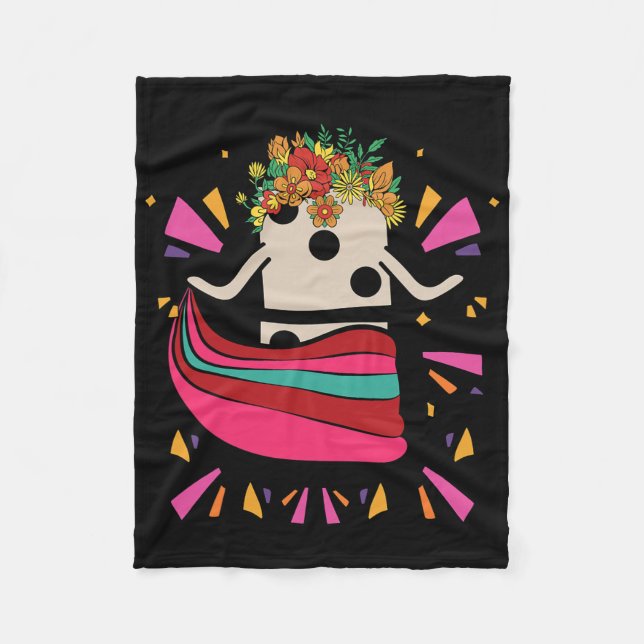 Dancing Mexican Train Domino Blume Funny Glocke Fleecedecke (Vorderseite)