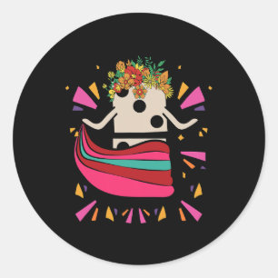 Dancing Mexican Train Domino Blume Funny Glocke Runder Aufkleber