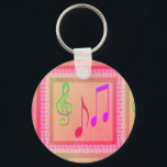 Dancing Musical Symbols Schlüsselanhänger<br><div class="desc">Style: Basic Button Keychain Set your keys apart with a custom keychain. Create your own or choose from thousands of cute and cool designs. The sturdy clasp keeps your keys together securely and holds up well through daily wear-and-tear. Dimensions: Diameter: 2.25" Depth: 0.19" Weight: 0.25 oz. Full-color, full-bleed printing Waterproof...</div>