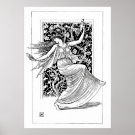 Dancing Nymph - Vintage Schwarz-Weiß-Kunst Poster