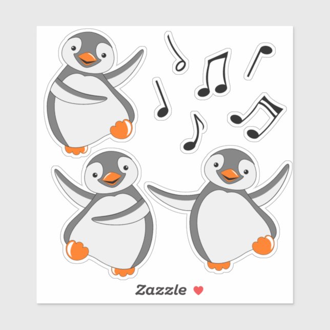 Dancing Penguins Vinyl Stickers Aufkleber (Blatt)