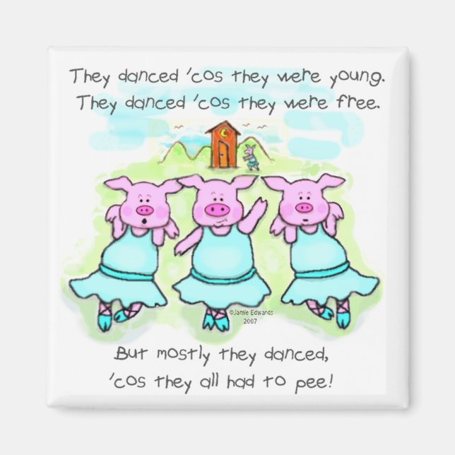 Dancing Pig Gedicht Magnet (Vorne)