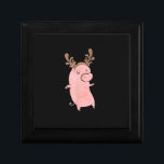 Dancing Pig with Antlers Funny & Cute Christmas Erinnerungskiste<br><div class="desc">Dancing Pig with Antlers Funny & Cute Christmas</div>